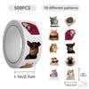 500Pcs/Roll Kuso Funny Animal Emoji - Cat & Dog Kids Rewards Stickers - DIY Scrapbooks Album Decor Sealing Label Decals