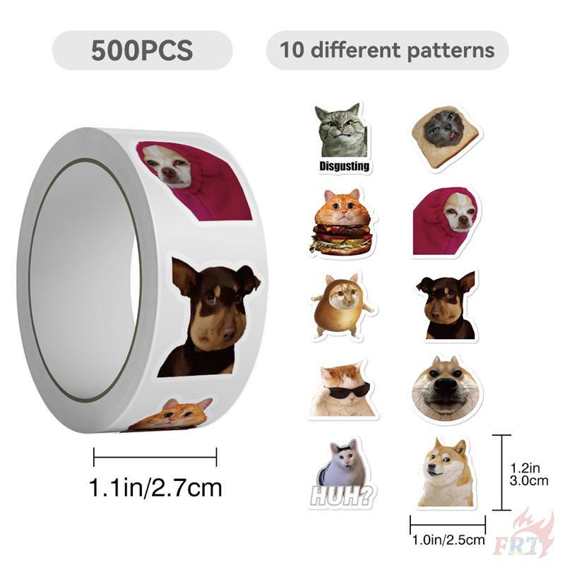 500Pcs/Roll Kuso Funny Animal Emoji - Cat & Dog Kids Rewards Stickers - DIY Scrapbooks Album Decor Sealing Label Decals