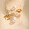 Vintage Irregular Imitation Pearl Earrings for Women, Gold Color Stainless Steel Drop Earrings, Elegant Jewelry Party Gifts