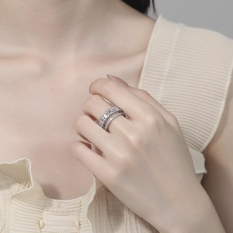 Irregular Double Layer Open Ring for Women - Stylish, Niche Design with Light Luxury and Personality for Index Finger