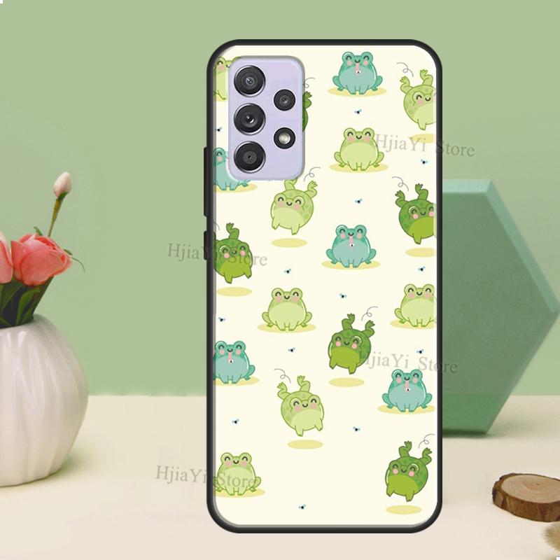 Cute Green Frog Case For Samsung A54 A34 A24 A14 A51 A71 A12 A22 A32 A52 A72 A73 A33 A53 A13 Back Cover
