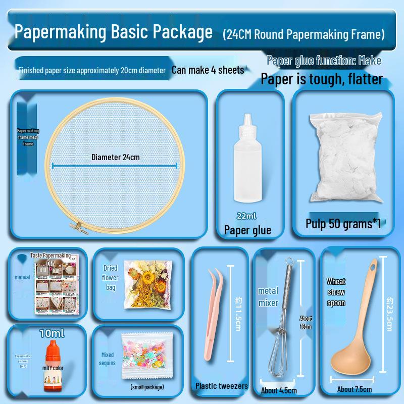 DIY Ancient Papermaking Kit for Kids: Educational Flower & Plant Pulp with Wooden Frame Screen Tools