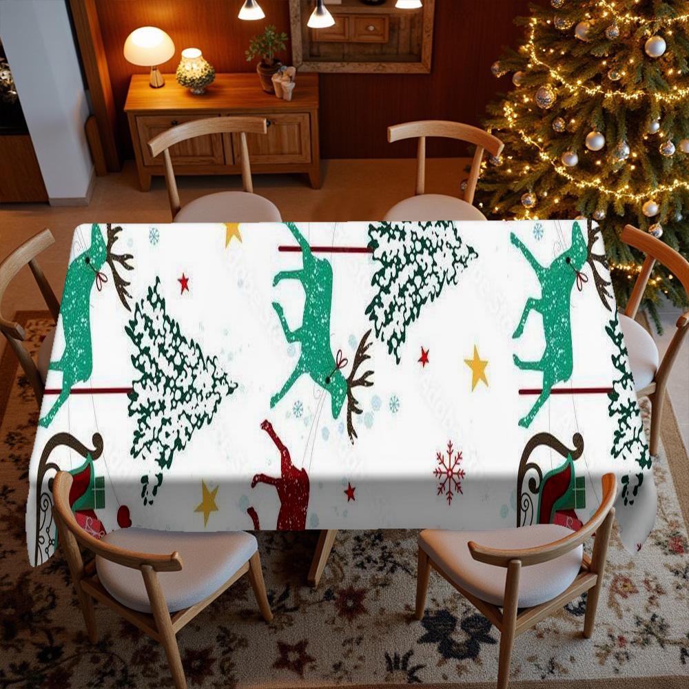 Weihnachts Rentier Muster Tischdecke Restaurant Küchentischdecke Wohnzimmer Heimdekoration Rechteckig Partydekoration