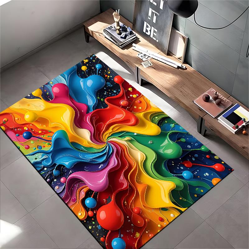 Abstract Rainbow Swirl Colorful Art Carpet for Home Decoration Suitable for use as an anti-slip for living room bedroom sofas