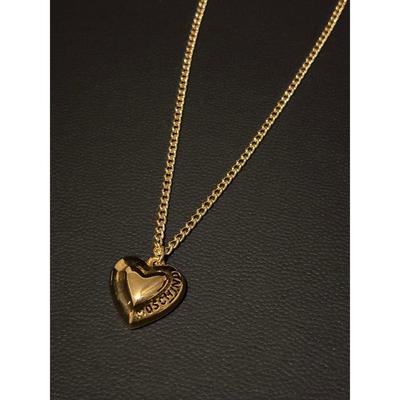 Used Vintage Necklace Heart-shaped Logo Gold Color Golden