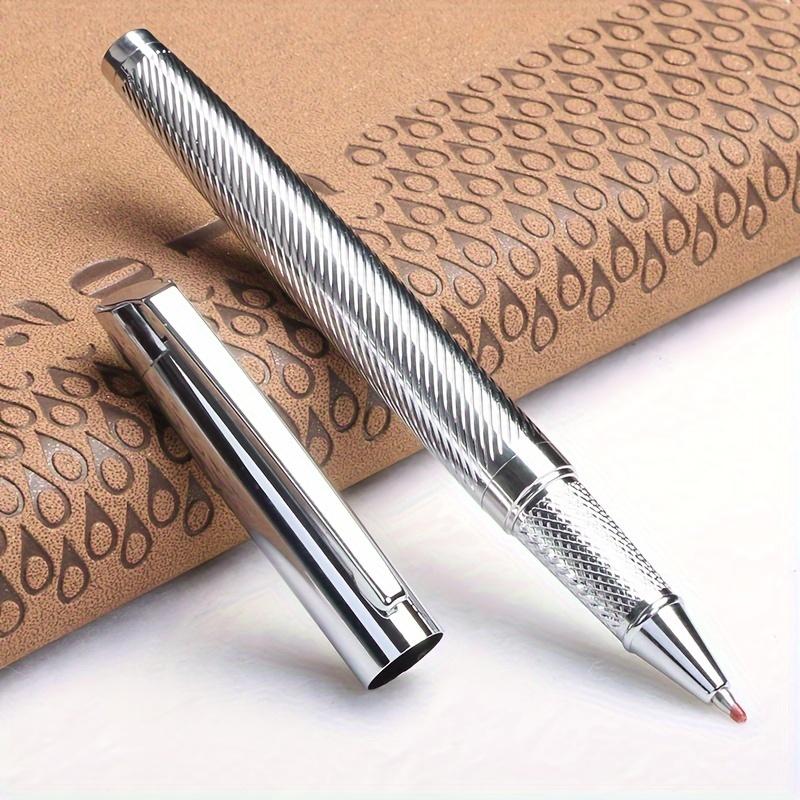 

1 Elegant Full Metal Engraved Signature Pen with Intricate Design + 1 Spare Medium Point Refill - Smooth Writing Experience, Snap-On Cap