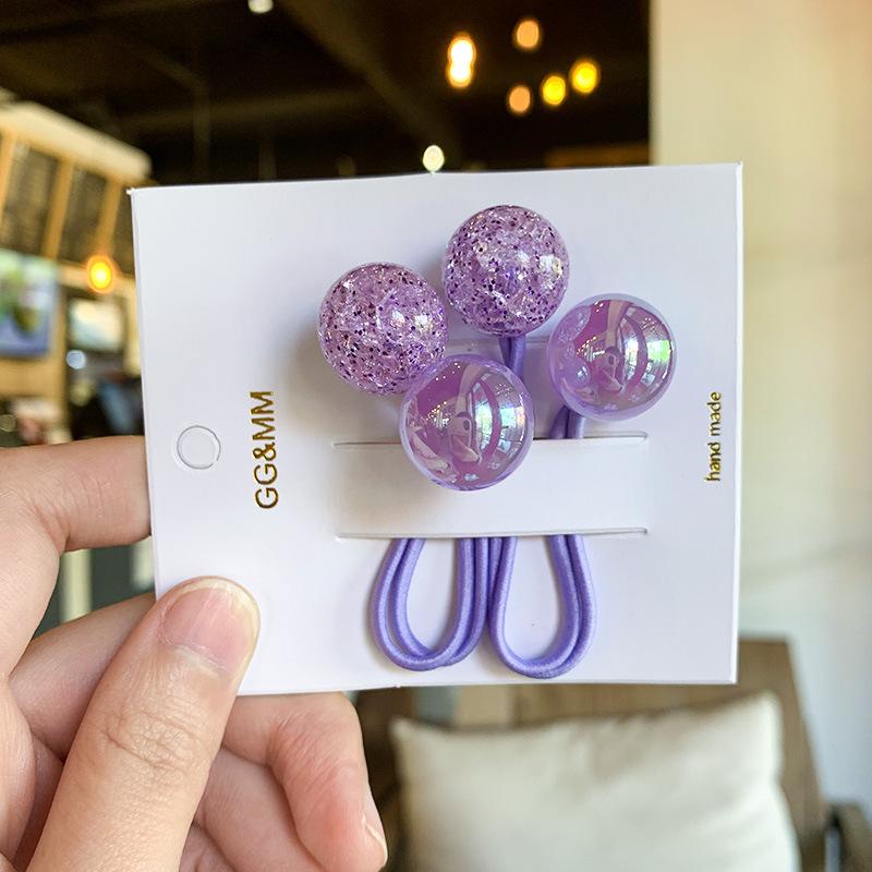 2Pcs/set Cute Girl Beads Hair Tie Princess Headwear Kids Elastic Hair Bands Baby Headdress Children Hair Ropes Hair Accessories