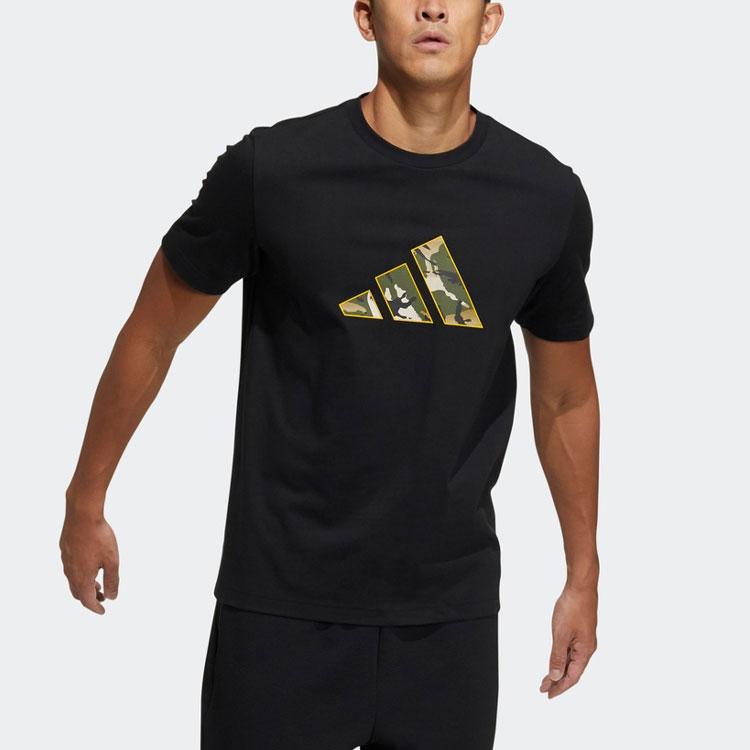 Adidas Camo Print Logo T-Shirt Men Tops Black GP0851