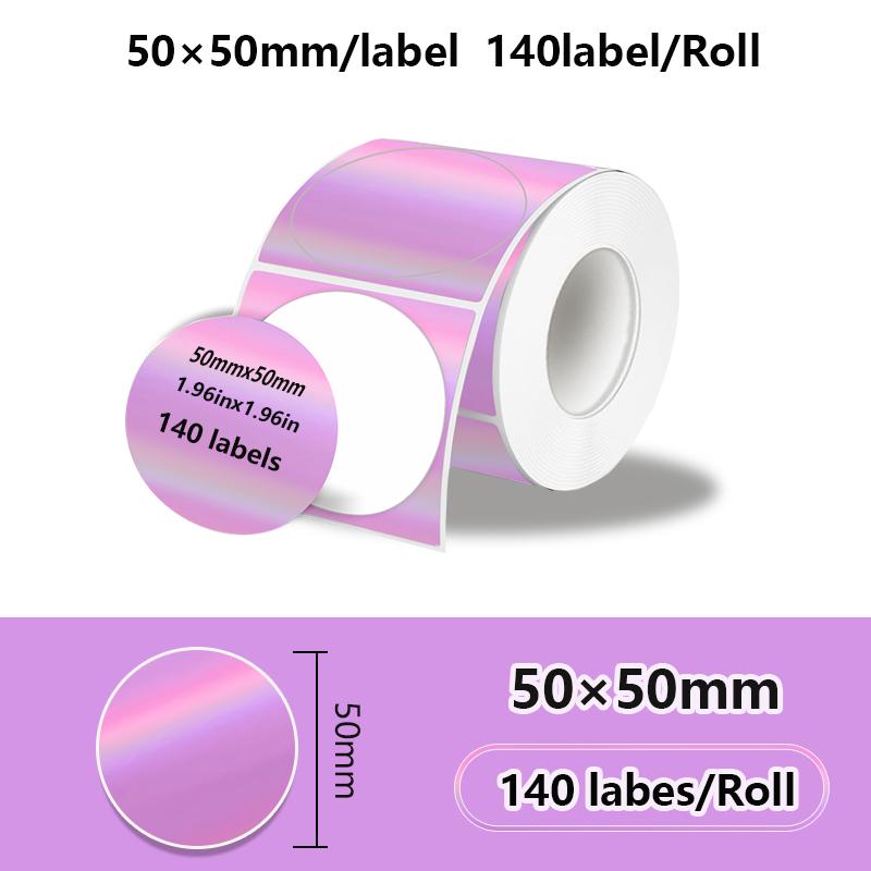 1PK New Holographic Laser Color Transparent Thermal Adhesive Label Roll Suit for Phomemo M110/M200/M120/M220 E210 P50 DETONG P1