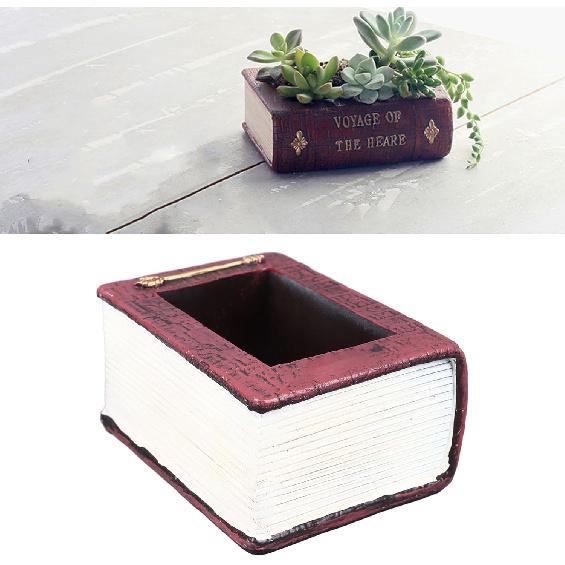 Book Shaped Flower Pot Plant Pot Vintage Decorative Flower Pot for Balcony Office Windowsill
