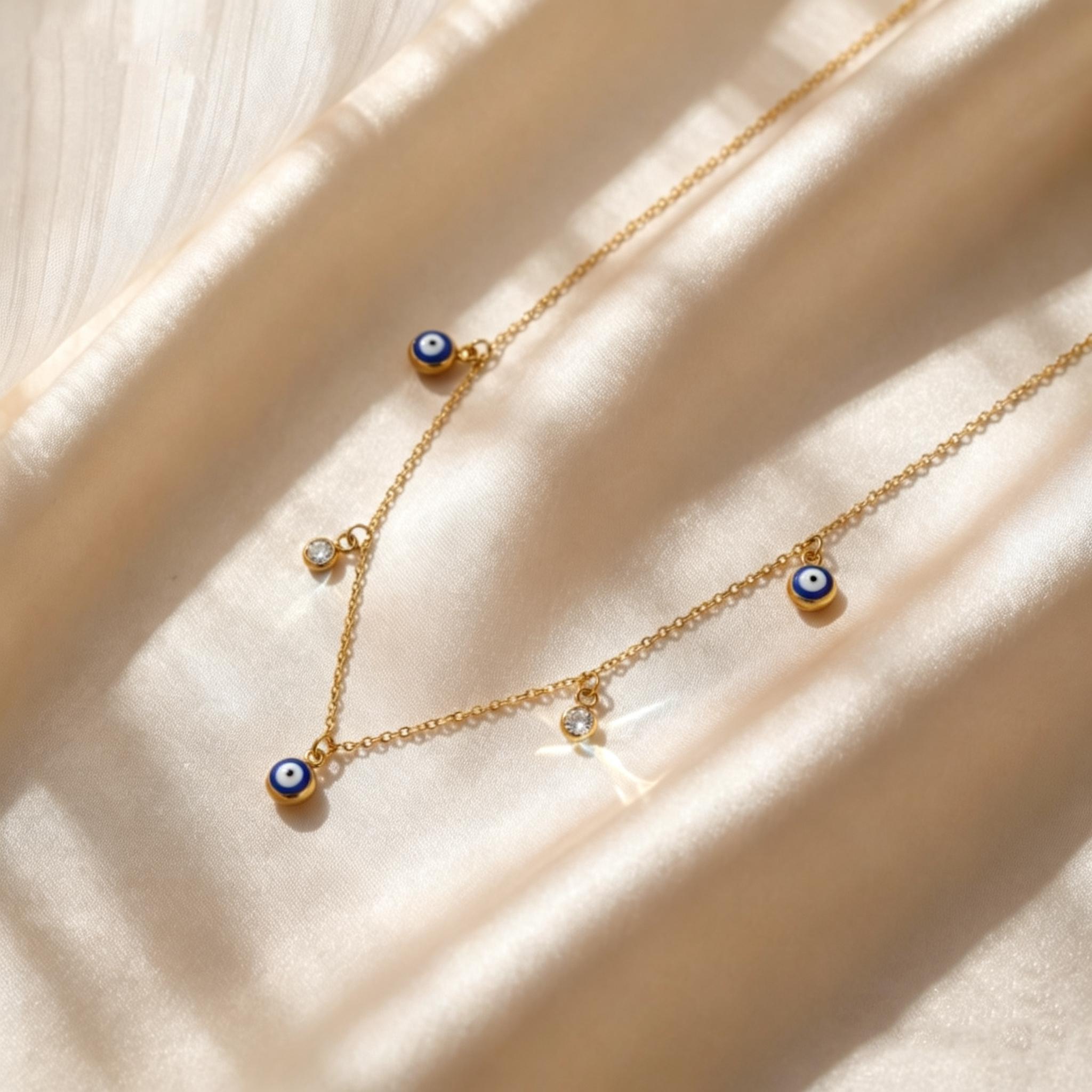 

Vintage Blue Evil Eye Pendant Necklace Stainless Steel Chain Zircon Charms Necklace for Women Jewelry Party Gifts Daily Wear