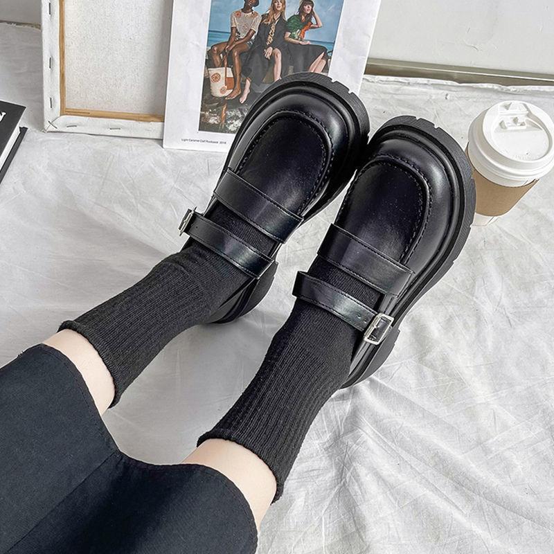 British small leather shoes women's spring spring spring with skirt French platform black retro Mary Jane shoes jk shoes Japanese