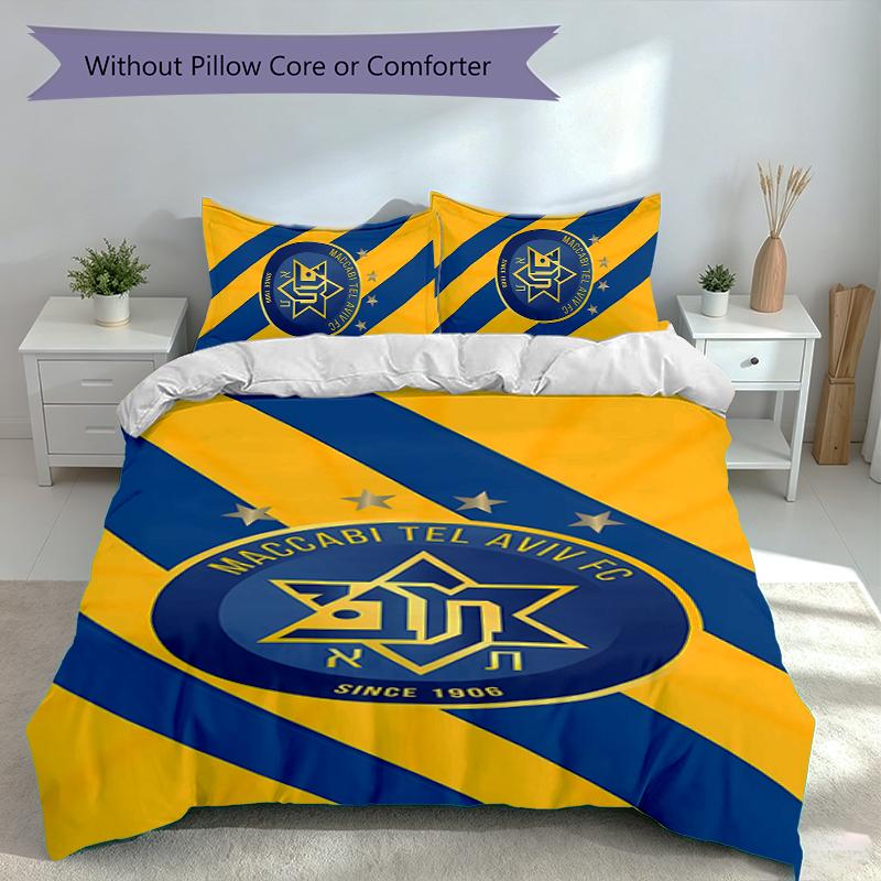 3pcs Football Club Logo Duvet Cover Set, Includes 1 Duvet Cover and 2 Pillowcases,Skin-Friendly&Comfortable Fabric,Suitable Bedding Sets