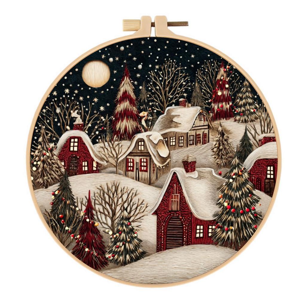 1set Christmas Snow Scene DIY Cross Stitch Kit - Suitable for Beginners, Includes Tools, Stitch Tutorial, and Embroidery Fabric Material Set