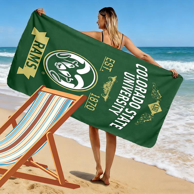 Colorado State Rams Print Beach Towel, Large Soft Quick Dry Towel for Beach Camping Swimming