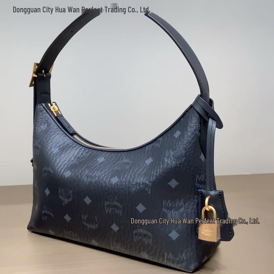 M Brand Classic Monogram Gold-Lock Small Shoulder, Crossbody, and Underarm Bag
