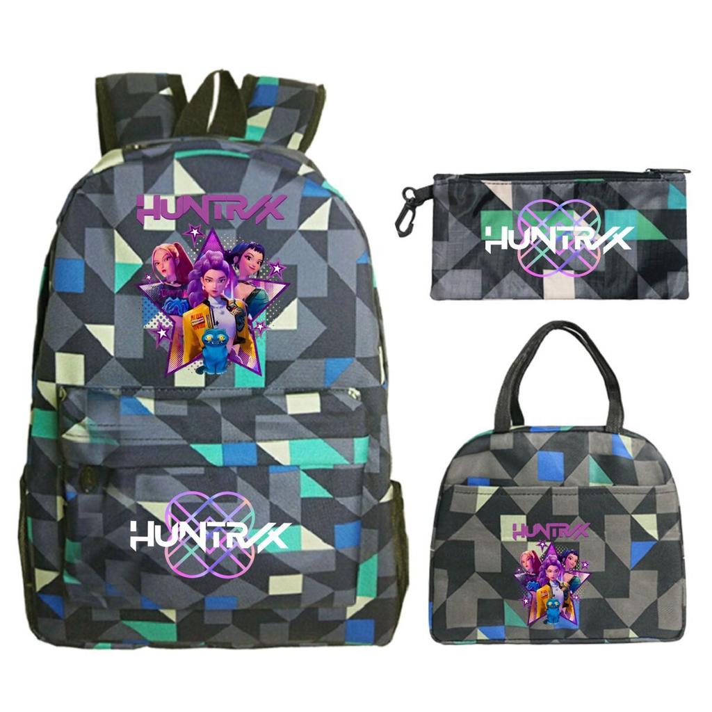 Dämonenjäger Mädchengruppe Peripherieartikel dreiteiliger Schulranzen Grenzüberschreitender Campus Grund- und Sekundarschüler Freizeitrucksack Federmäppchen