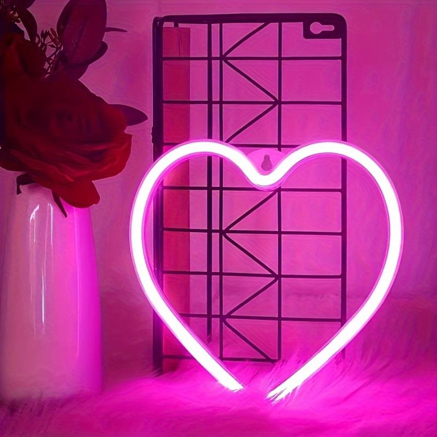 Non-Toxic Pink Usb Atmosphere Led Neon Light Sign Heart Shape Wall Mounted Night Light For Valentine'S Day Bar Bedroom Living Room