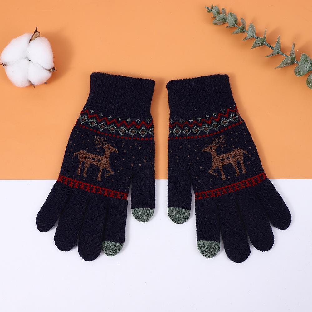 

New fashionable RPET knitted gloves, autumn and winter warm jacquard hand guard, imitation wool brushed gloves One Size