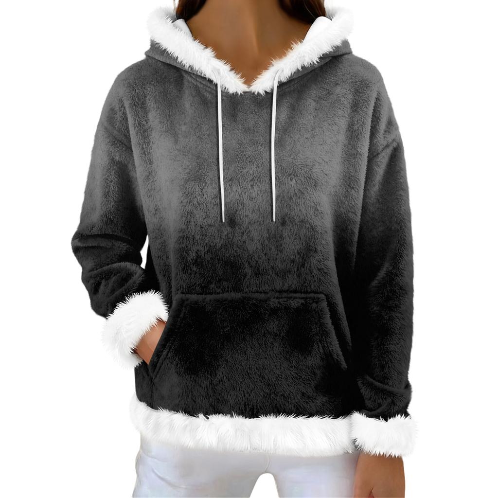 Huvtröjor för kvinnor Oversize Vinter Plysch Söta Sweatshirts Pullover Trendiga Höst Vinter Kläder