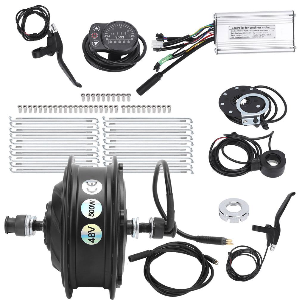 Elektrofahrrad Umrüstsatz 48V 500W Vorderrad Nabenmotor Set mit KT‑900S Display Anzeige für 12G Rad