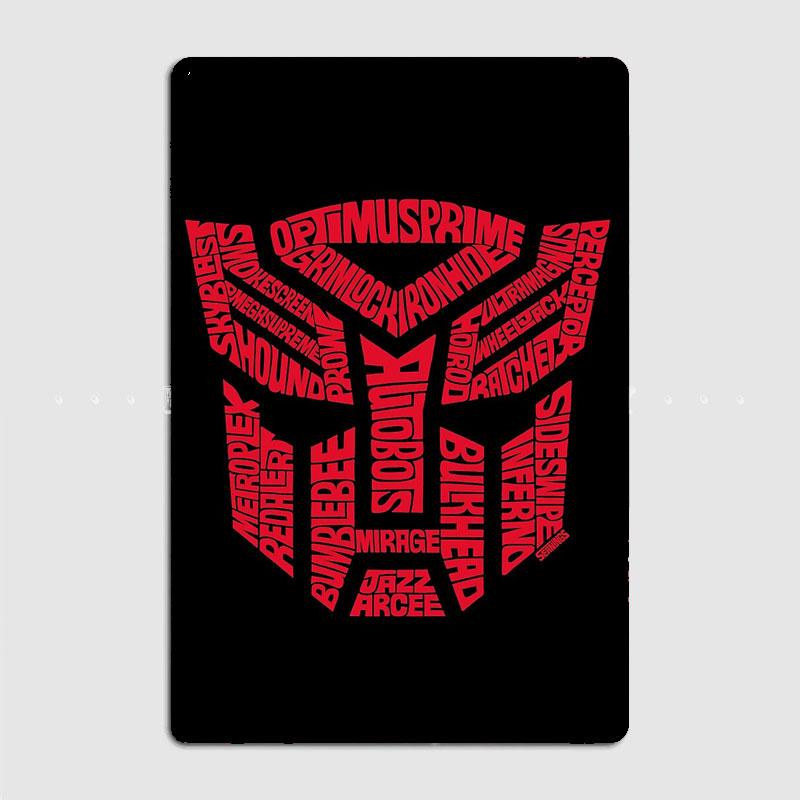 Autobot Optimus Prime LOGO Cartello Metallico Classico Segno Palestra Garage Club Murale Bar Vintage Decorazione Parete Casa