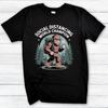 Funny Bigfoot Coffee T-Shirt: Sasquatch Social Distancing Champ