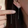RSAMD Fashion Crystal Tassel Earrings Drop Dangle Waterdrop Ear Threader Women Jewelry-Silver