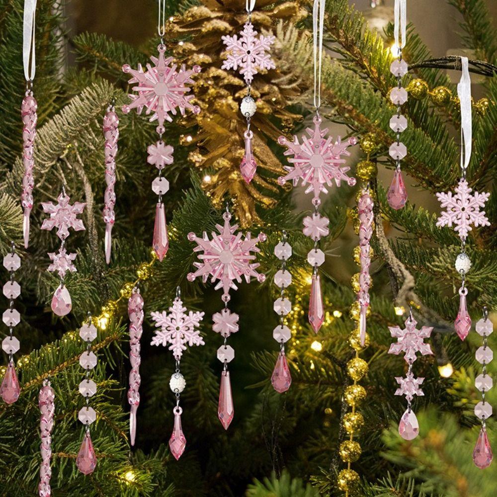 Shatterproof Acrylic Snowflakes Transparent Xmas Tree Ornaments Christmas Snowflakes  Party Decor