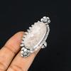 Wedding Gift For Her 925 Silver Natural Rose Quartz Statement Flower Ring Size 8