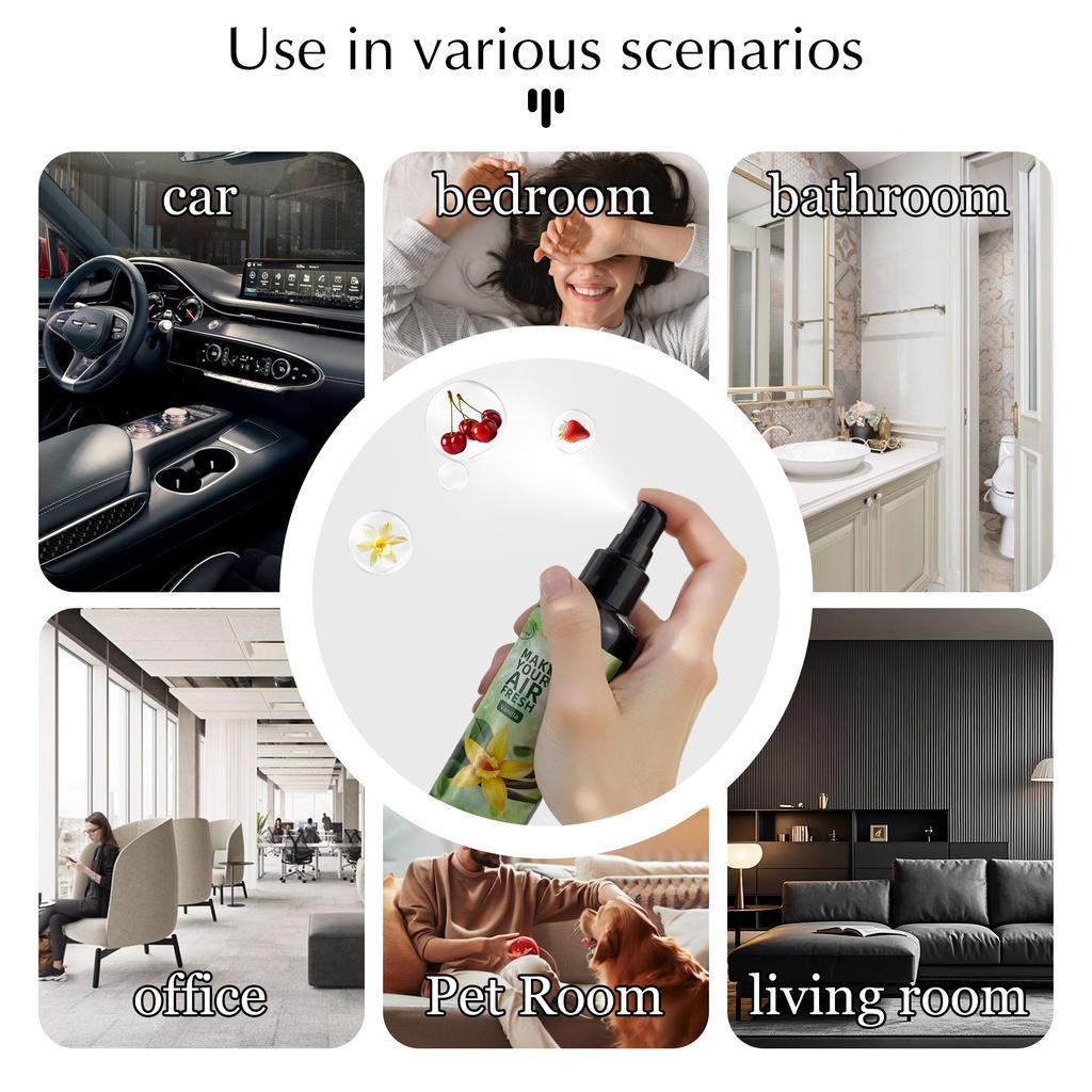 150ml/5.07oz, 9 scents fragrance spray, home/car/clothes/bathroom air freshener, durable fragrance, odor removal, fresh air