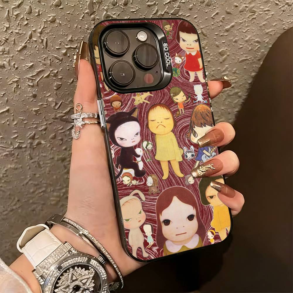 

Милый чехол для телефона Y-Yoshitomo N-Nara для iPhone 17,16,15,14,13,12,11 Plus,Pro Max,XS, Цветной Посеребренный Внутренний Чехол iPhone14Pro