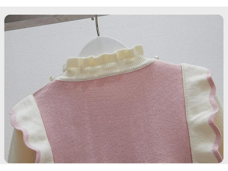 Girls' Red Knitted Pearl Sweater Dress - New Year's Winter Style