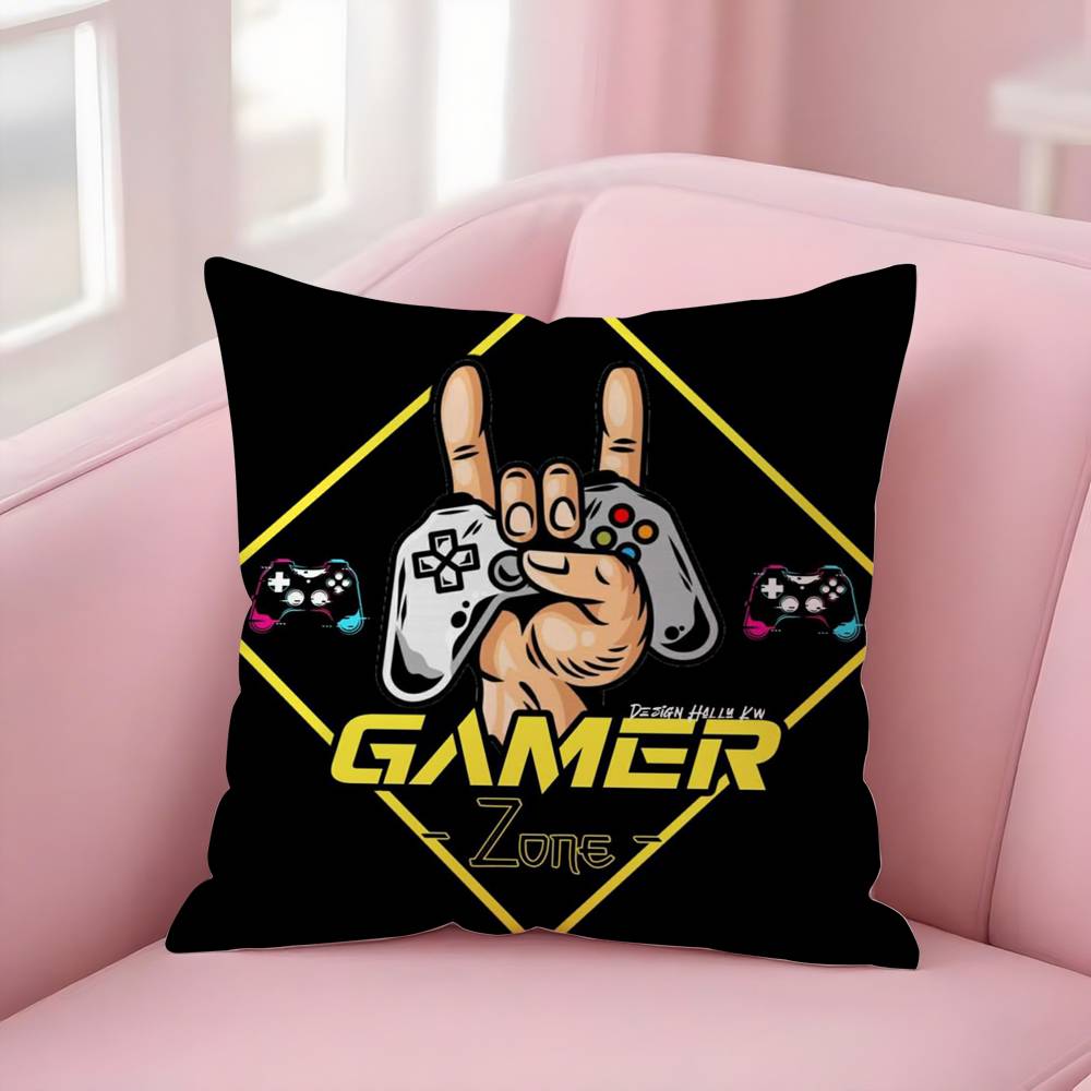 Colorful Graffiti Game Gamepad Pillow Case Plush Fabric Soft Double-Sided Printed Sofa Warm Winter Home Gift Cushion Cover