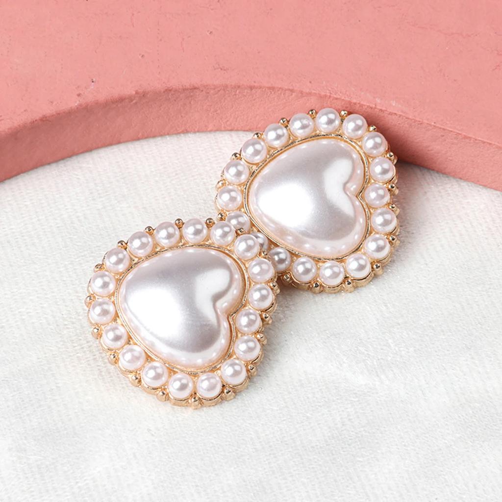 10pcs-23MM Alloy Shiny Rhinestone Pearl Clothing Buttons DIY Clothing Sewing Button Handmade Needlework Decorative Sewing