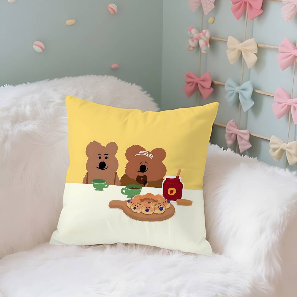 Korea D-Dinotaeng Cute Pillow Case Throw Pillow Cover Nordic Vintage Style Cushion Covers Home Living Room Sofa Couch Seat
