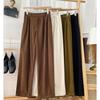 Pantaloni largi din catifea pentru femei, iarna îngroșați, cu talie înaltă, lejer, subțire, tragere la sol, drept, ocazional, lung, plus dimensiune