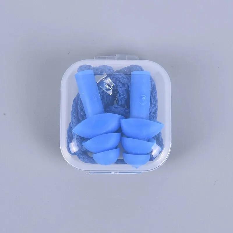 1 Pc Silicone Ear Plugs Sleep Earplugs Noise Reduction Swimming Earplugs With Rope For Diving Underwater Ear Plugs