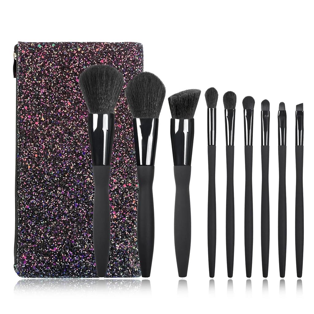 Set di 9 Pennelli per Trucco Ombretto Fondotinta Donna Cosmetico Cipria Libera Blush Super Morbidi per sfumare Pennello Make Up Strumento di Bellezza