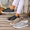 Лето 2025 Новое поступление Большой размер С пайетками Спереди На шнуровке Однотонные Кроссовки оверсайз