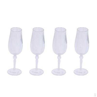 1/12 Dollhouse Tableware 4 Pieces Cup Goblet Glass Juice Kitchen Room Accessories
