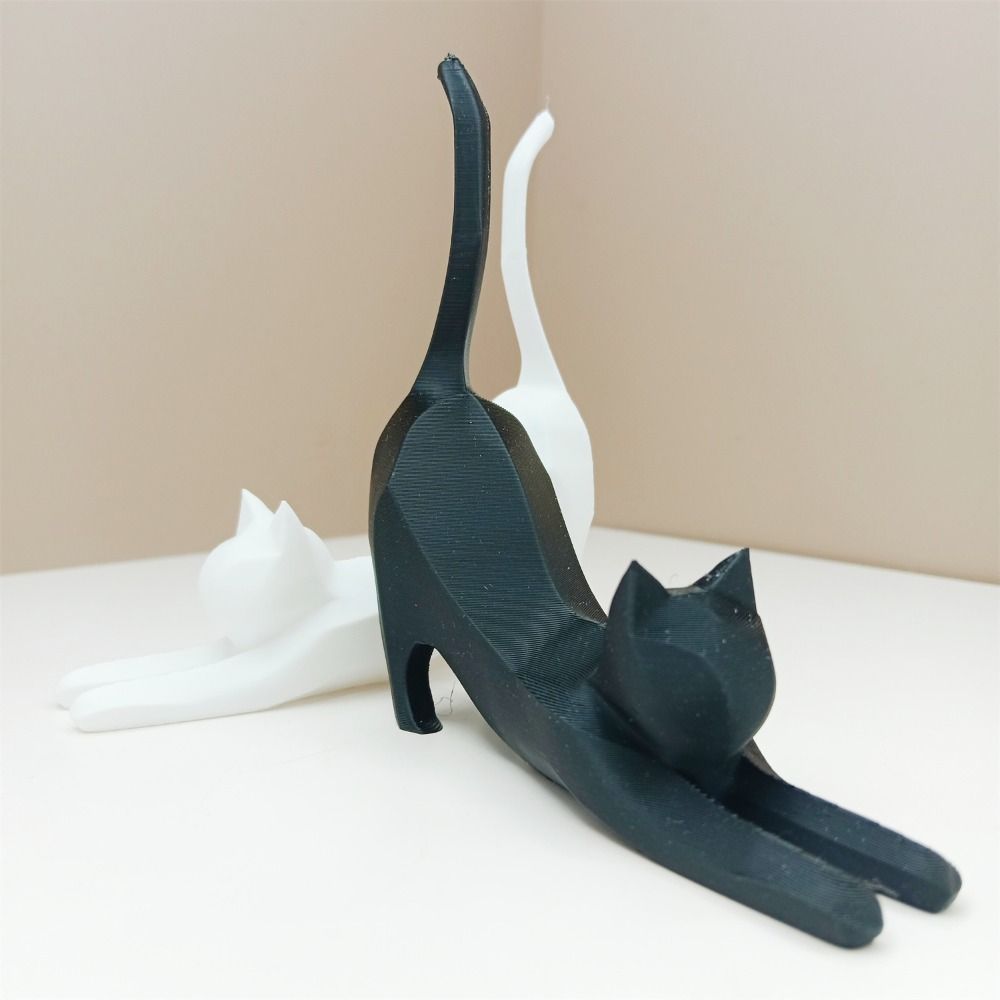 Exquisite Resin Cat Sculpture 3D Printed Cat Sculpture Ornament Ring Storage Rack  Bedroom Decor