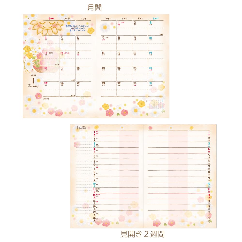 Closepin Mon 2026 B6 Weekly Family Planner with Osteospermum and Hemerocallis SB96515 October (Starts 2025)