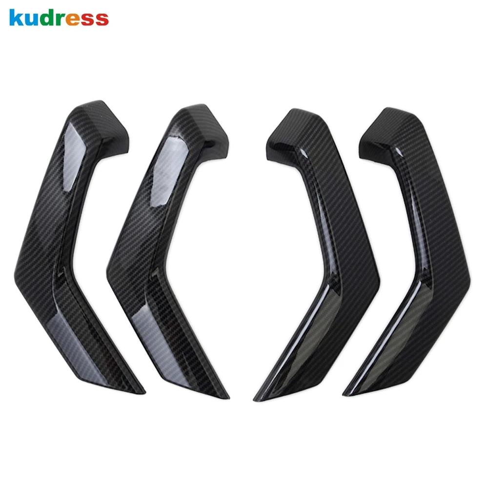 For VW For Volkswagen T-ROC TROC 2017-  2024 Carbon Fiber Car Inner Door Armrest Handle Cover Trim Interior Accessories