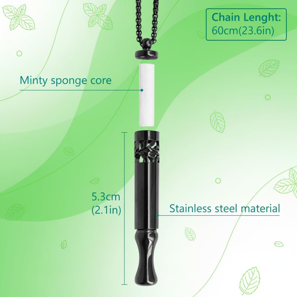 Colier pentru Renunțarea la Fumat cu Capsule de Menta Reîncărcabile Colier de Respirație pentru Alinarea Nervozității și Renunțarea la Fumat,Dispozitiv Natural Pure Breeze pentru Ajutor la Renunțarea la Fumat