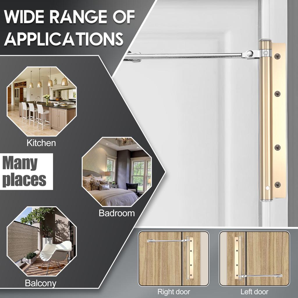 2 Stück Edelstahl Automatischer Türschließer 4 Einstellbare Schließgeschwindigkeiten Tür Selbstschließendes Scharnier Vielseitig für Heim- & Gewerbenutzung