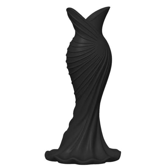 

Ornaments with Formal Dress Shape Vase 3D One-Piece Molding Pearlescent Texture Flower Arrangement Ornament for Home Decor чёрный