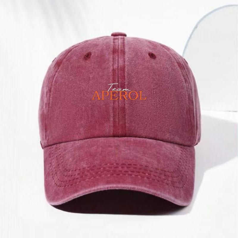 Team Aperol Vintage Washed Baseball Cap Vintage Old School Distressed Cotton Hat Unisex Adjustable Snapback For Group Party Sports Friends