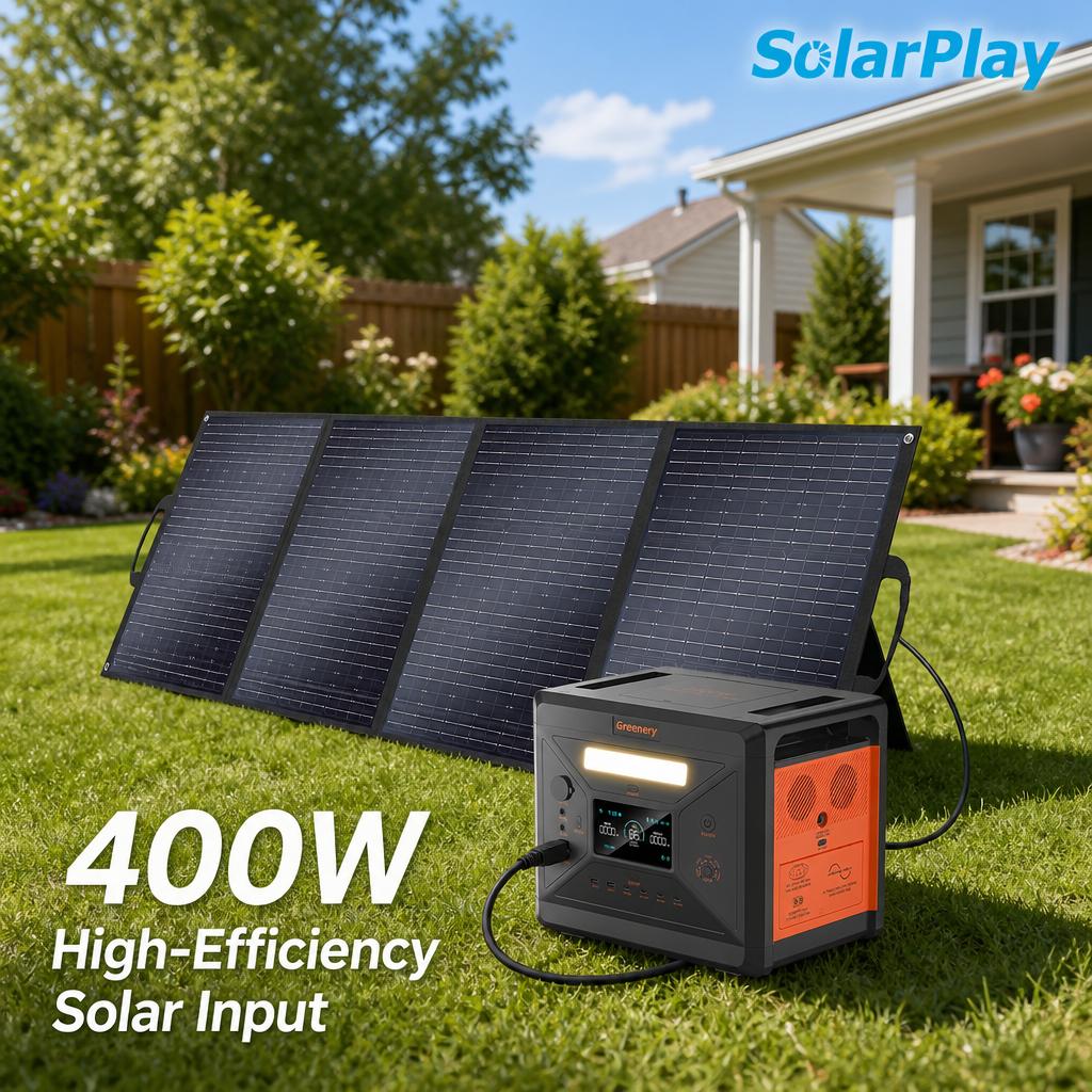 Solarplay 2500W Portable Power Station 2304Wh Solar Generator with 400W Solar Panel UL Certified Home Backup