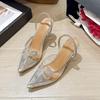 High-heeled Sandals 2026 Summer New Pointed Toe Rhinestone Slip-on Anti-slip Wear-resistant Stiletto